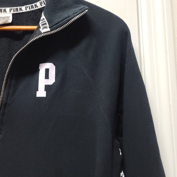 Y2K Victoria's Secret PINK DOG SPELLOUT LOGO ACADEMIA Half Zip Sweatshirt XS - Picture 4 of 10